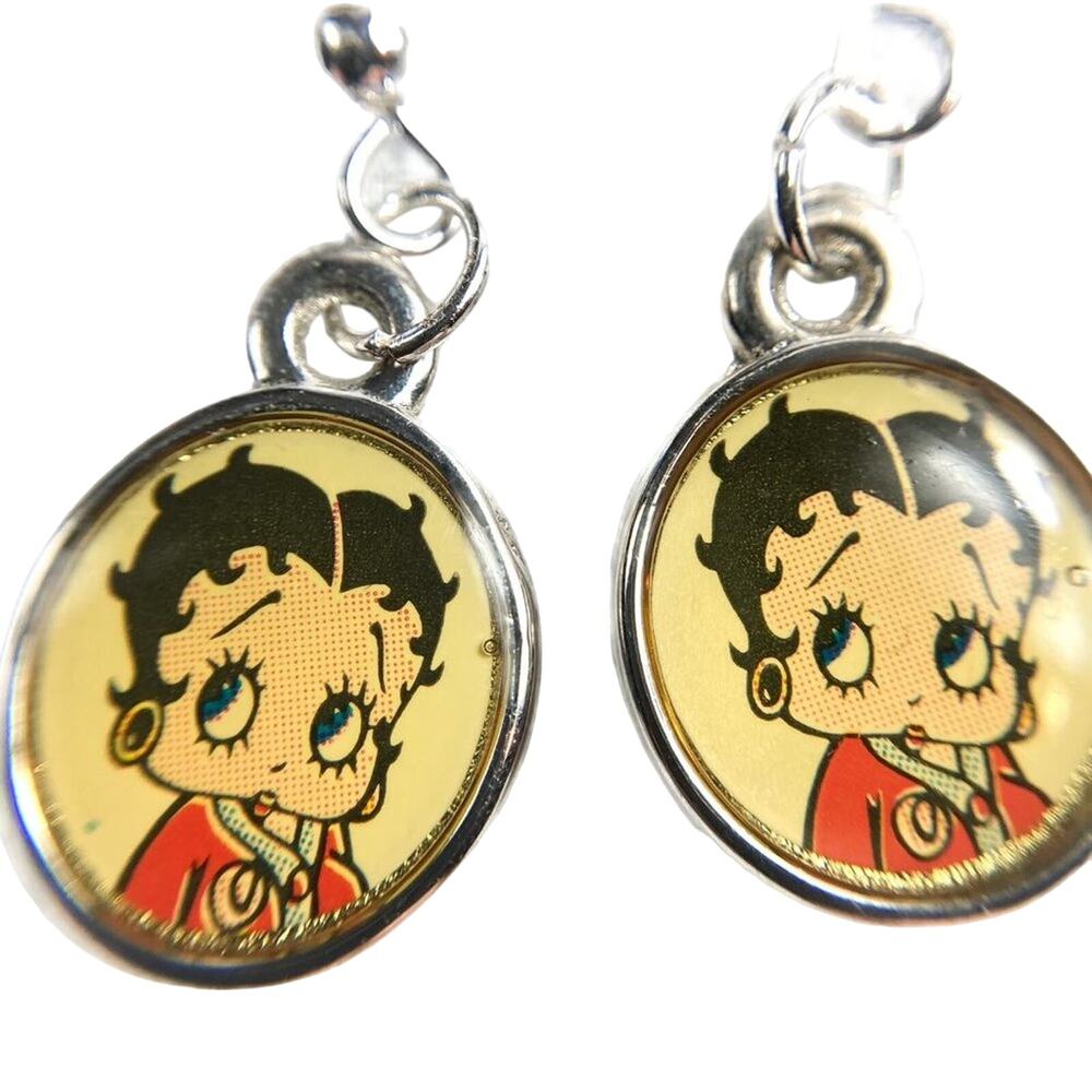 Vintage Betty Boop Charms on Earrings with hypoallergenic silver Fishhook Backs